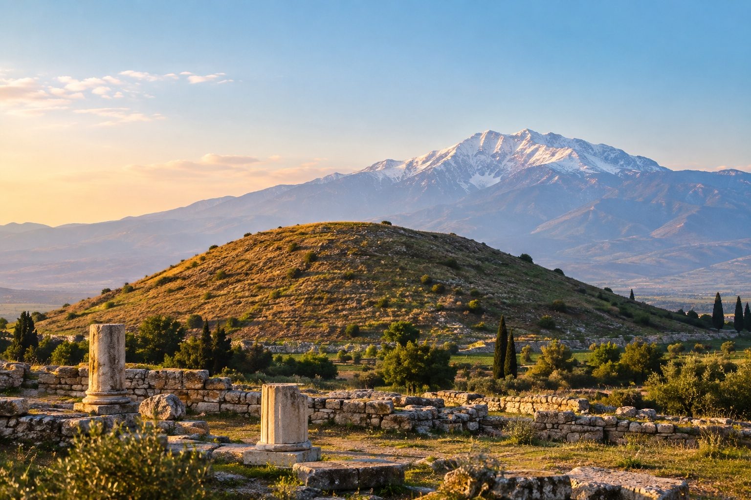 The mound at Colossae, with Mount Honaz — ancient Cadmus — behind it.