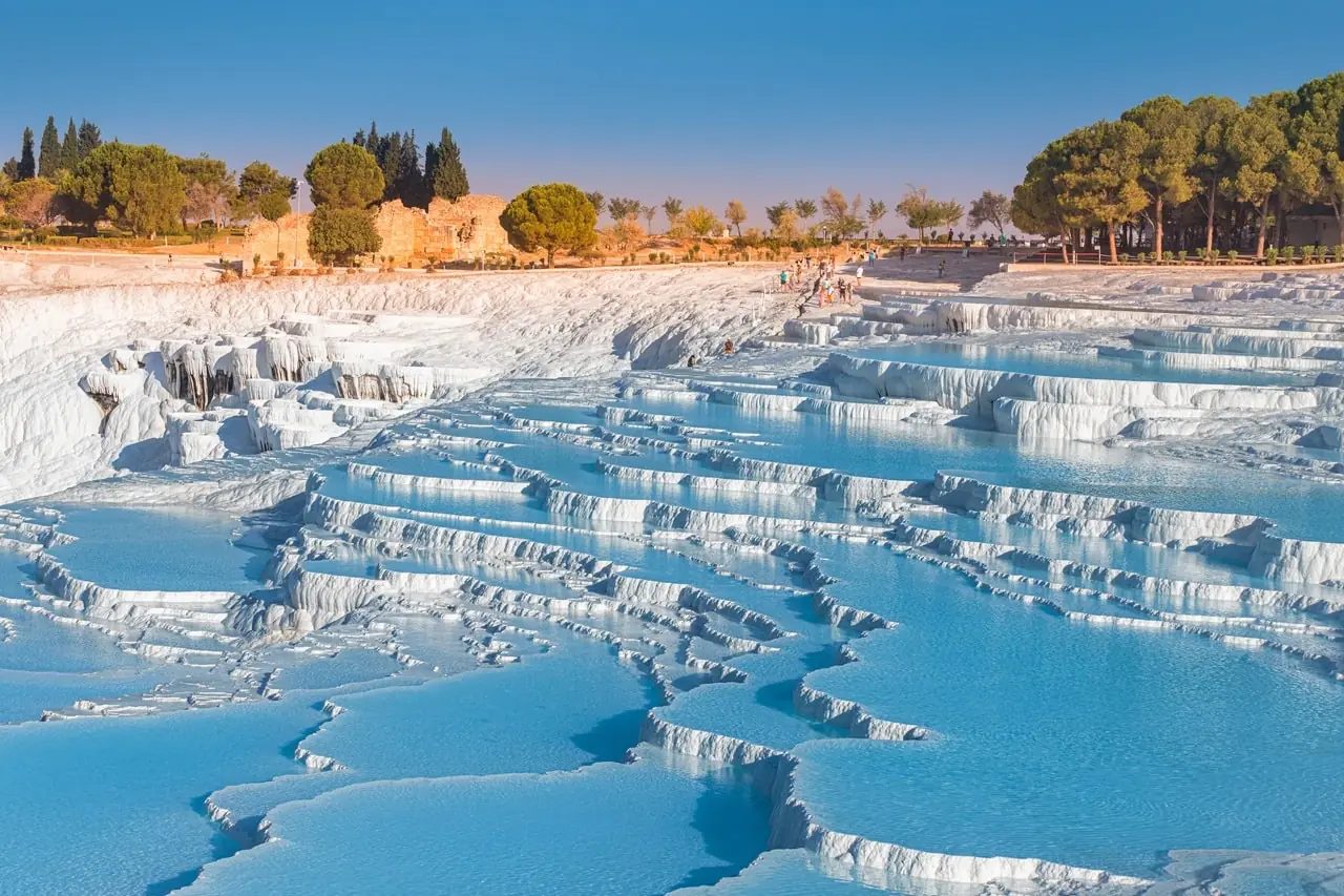 The terraces at Pamukkale. In 2025 they received 2,299,914 visitors — second in Türkiye, behind Ephesus.