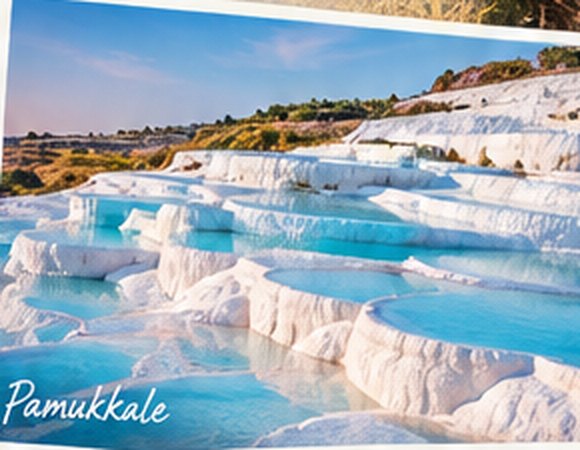 The white travertine terraces of Pamukkale